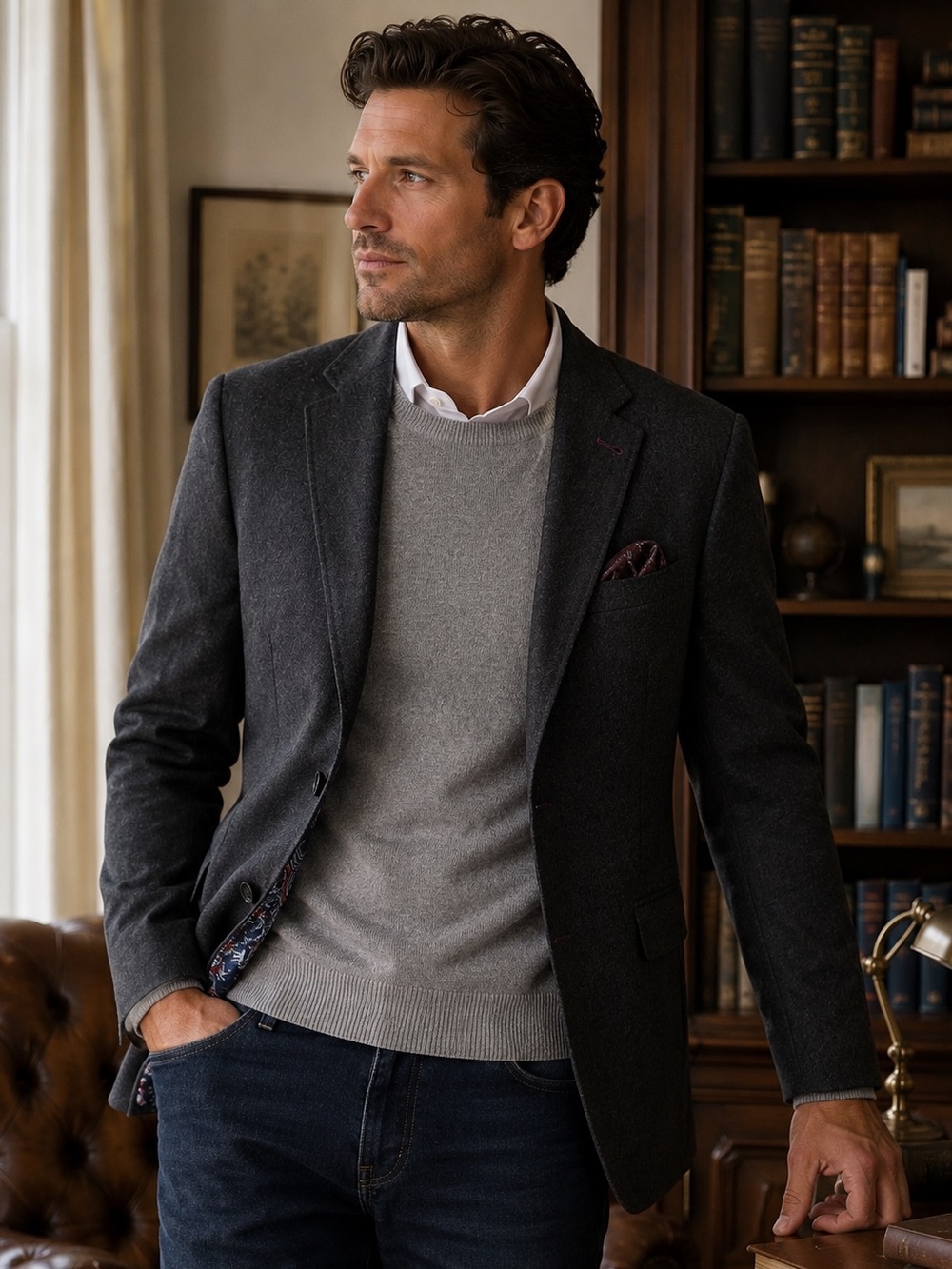Ted Baker London Charcoal Wool Cashmere Sport Coat Blazer 40 Paisley Lined